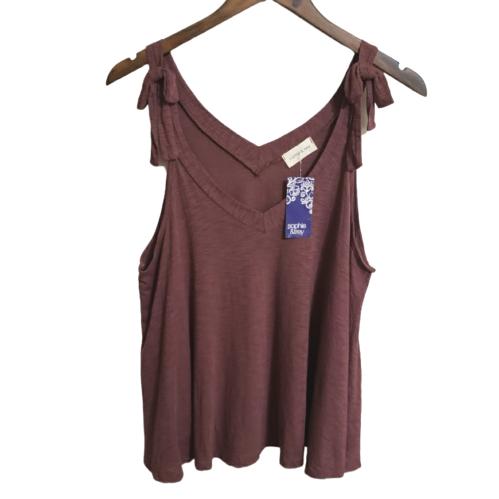 Sophie & Trey Tie Tank Raisin Size L NWT